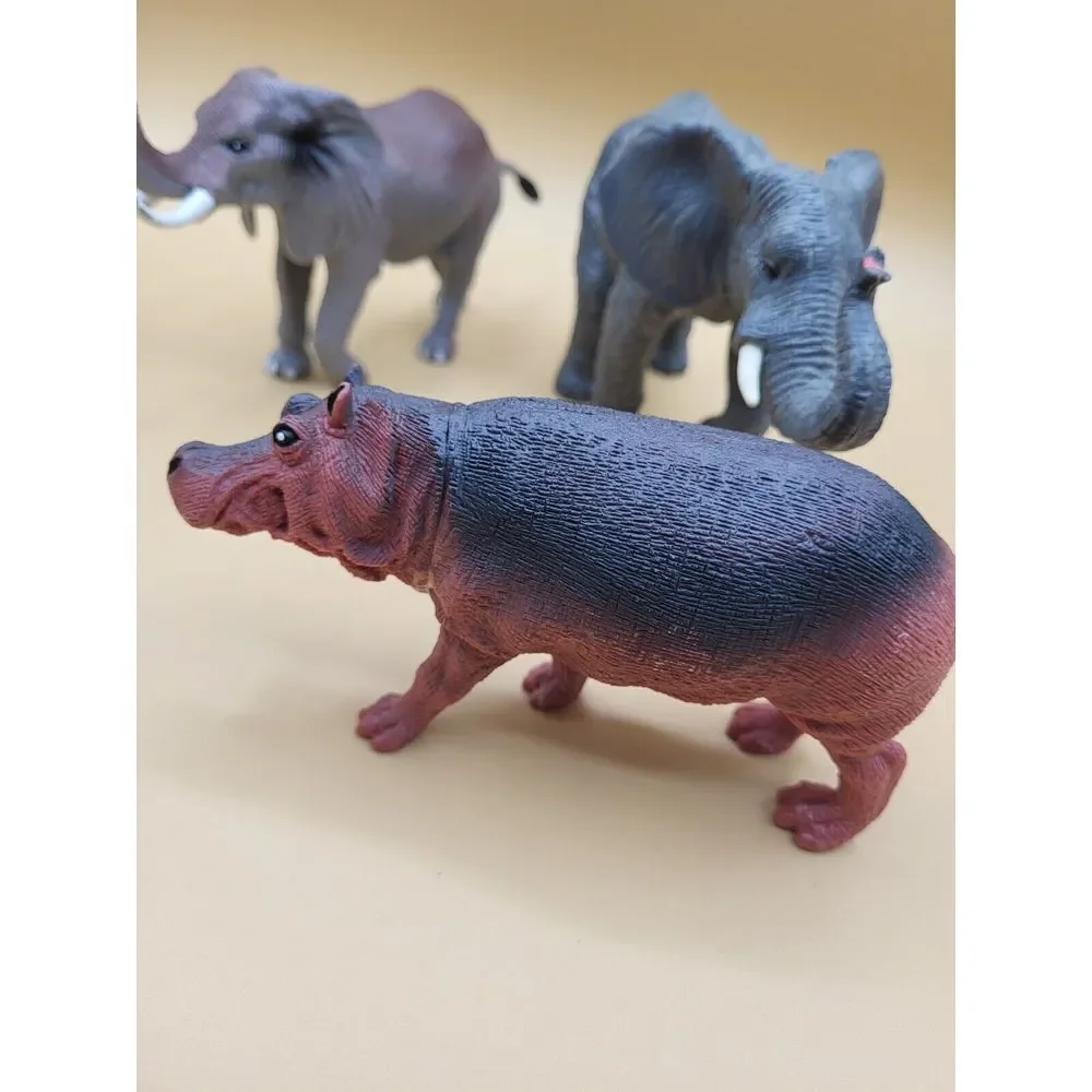 Lot Of 3‎ Animal Figures Elephants And Hippo